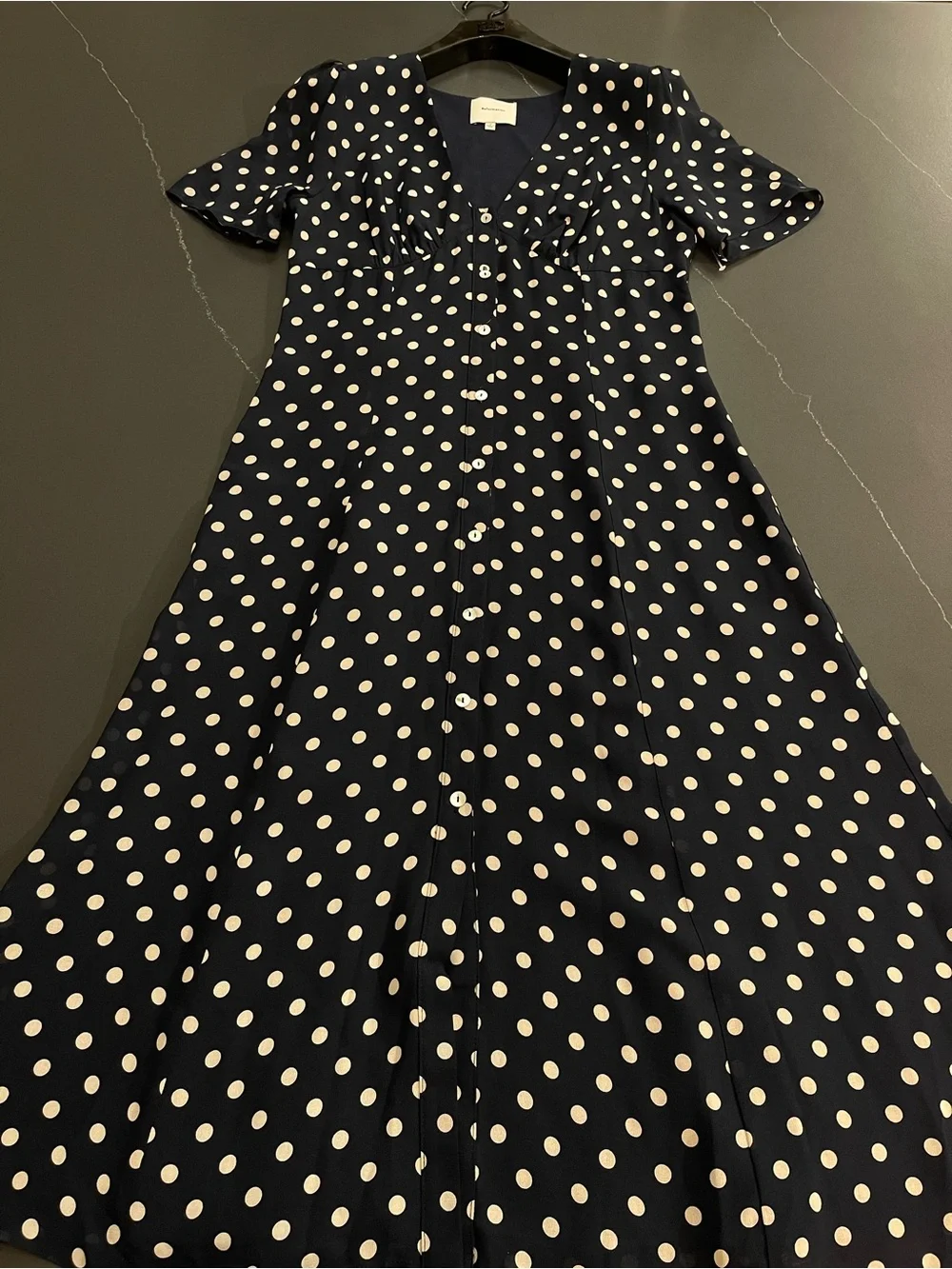 NEW Reformation Lise Midi Dress In Blue Dot Size 8 - Picture 4 of 14